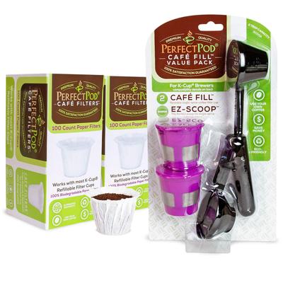 Perfect Pod Cafe Fill Value Pack, 2 Pods with EZ-Scoop + Cafe Filters (200-Count)