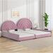 Twin+Full Upholstered Platform Bed Set with Semicircular Headboard, Pink