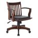 Deluxe Wood Banker's Desk Chair with Padded Seat, Adjustable Height and Locking Tilt