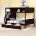 Espresso Twin over Full Bunk Bed with Shelfs, Storage Staircase and 2 Drawers