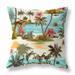 Blue And Pink Tropical Beach Indoor/Outdoor Throw Pillow