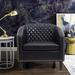 Black 29.4''L Pu Leather Accent Chair With Nailheads And Solid Wood Legs,Single Sofa Chair,Multi-scene Use