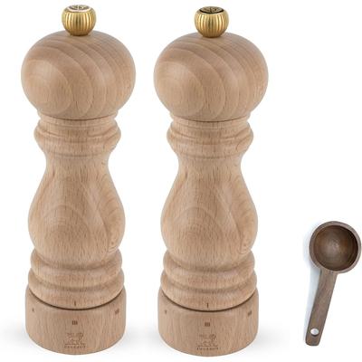 Peugeot Paris u'Select Salt & Pepper Mill, Gift Set, Natural -With Wooden Spice Scoop (7 Inch)