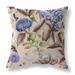 Chestnut And Blue Garden Gracefulness Indoor/Outdoor Throw Pillow