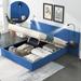 Full Size Storage Upholstered Platform Bed with Hydraulic Storage System, 2 Shelves, 2 Lights and USB for Kids Teens Adults