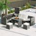 6-Piece Outdoor Wicker Patio Sofa Set with Table and Storage