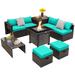 9 PCS Patio Furniture Set with 50,000 BTU Propane Fire Pit Table