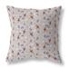 Grayish And Red Songbird Flora Parade Indoor/Outdoor Throw Pillow Zipper