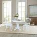 36 in Round Extension Dining Table with 12 in Leaf and Dining Chairs - White