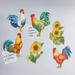 Set of 6 Decorative Rooster Wooden Kitchen Magnets - 5 x 5.12 x 0.12