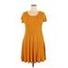 Torrid Casual Dress - A-Line Scoop Neck Short sleeves: Orange Print Dresses - Women's Size 1X Plus