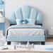 Kids Shell Twin Bed Frame Upholstered Low Profile Platform Bed Slats Supports Child Comfortable Sleep Velvet Bed Frame