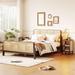 Rustic 3 Pieces Full Size Rattan Platform Bed with 2 Nightstands