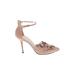 Klub Nico Heels: Tan Floral Motif Shoes - Women's Size 9