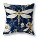 Blue And Gold Dragonfly Drift Indoor/Outdoor Throw Pillow Zipper