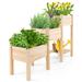Gymax 3-Tier Wooden Garden Bed Elevated Planter w/ 3 Planter Boxes, - Natural