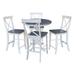 36 in Solid Wood Round Pedestal Gathering Height Dining Table with 4 X-back Counter Height Stools