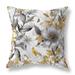 Grey And Gold Exquisite Floral Breeze Indoor/Outdoor Throw Pillow Zipper