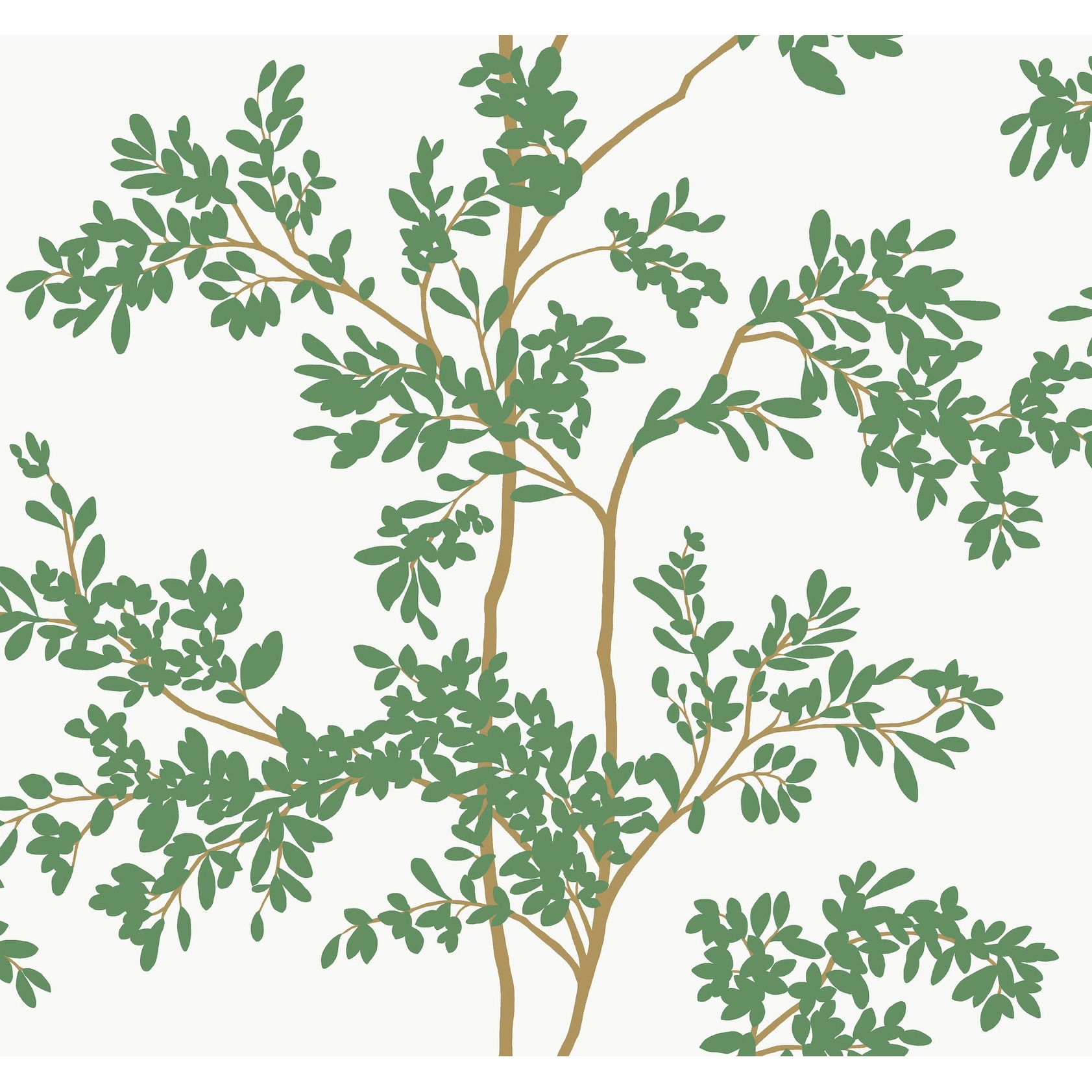 York Wallcoverings Lunaria Silhouette White & Green Wallpaper