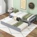 Gray Modern Twin Size Platform Bed with Twin Size Trundle Wood Bed Frame