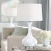 Coastal Table Lamps Set of 2 Fluted Ceramic Gourd White for Bedroom - 16" x 27"