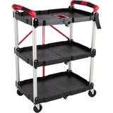 Collapsible Cart - Lightweight Folding Service Cart with 50lb Capacity Per Shelf - Foldable Cart with Wheels by Stalwart