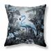 Grey And Blue Tropical Flamingo Haven Indoor/Outdoor Throw Pillow