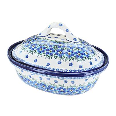 Blue Rose Polish Pottery 1158 Zaklady Roaster with Lid
