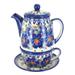 Blue Rose Polish Pottery 380 Vena Tea for One