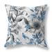 Blue And Grey Exquisite Floral Breeze Indoor/Outdoor Throw Pillow Zipper