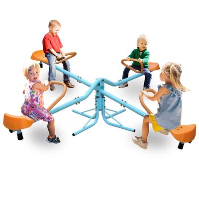 Outdoor Kids Spinning Seesaw, Backyard Sit and Rotation Teeter Totter - Multicolor