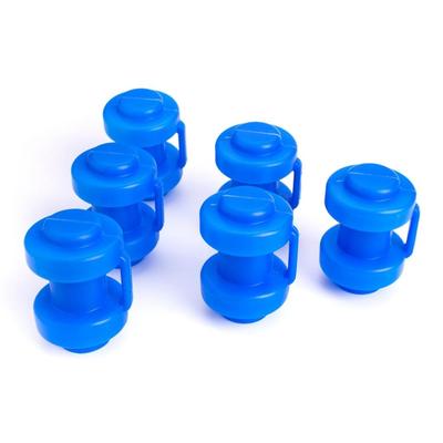 SkyBound Handled-Style Trampoline Pole Caps, Trampoline Safety Net Pole-Top Holders, 1 Inch, Set of 6 - Blue