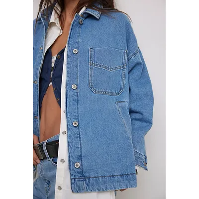 We The Free Madison City Denim Jacket at Free People in Medium Blue Denim, Size: Large