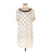 Cynthia Steffe Casual Dress - Shift: Ivory Grid Dresses - Women's Size 12