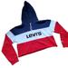 Levi's Tops | Levi's Red White Blue Crop Hoodie Hooded Sweatshirt Size Small | Color: Blue/Red | Size: S
