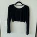 Free People Tops | Free People Long Sleeve Scoop Back Crop Top. Size L - Fits Like A Small | Color: Black | Size: L
