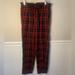 Free People Pants & Jumpsuits | Free People Flannel Plaid Red Paperbag High Waist Straight Leg Pants Drawstring | Color: Blue/Red | Size: 2