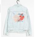 Levi's Jackets & Coats | Levi's Ex-Boyfriend Trucker Light Wash Denim Jacket - Embroidered Floral Design | Color: Blue | Size: L