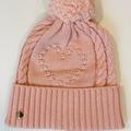 Kate Spade Accessories | Kate Spade New York Knit Pom Pom English Rose Pink Heart Beanie Hat/Os | Color: Pink | Size: Os