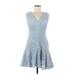 San & Soni Casual Dress - Fit & Flare: Blue Dresses - Women's Size 4