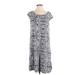 Sundays Casual Dress - Shift Scoop Neck Short sleeves: Gray Dresses - Women's Size Small