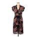 H&M Casual Dress V Neck Short sleeves: Black Floral Dresses - Women's Size 6