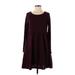Emma & Michele Casual Dress - A-Line Scoop Neck Long sleeves: Burgundy Print Dresses - Women's Size Small