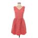 Uttam Boutique Casual Dress - A-Line: Red Brocade Dresses - Women's Size 6