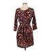 Bar III Casual Dress - A-Line Scoop Neck 3/4 sleeves: Brown Leopard Print Dresses - Women's Size Large