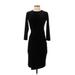 Banana Republic Casual Dress - Sheath Crew Neck 3/4 sleeves: Black Print Dresses - Women's Size 0 Petite