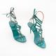Gucci Shoes | Gucci Gg Ankle Wrap Sandals Us 8.5 Teal Leather Lace Up Tie T-Strap High Heels | Color: Green | Size: 8.5