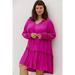 Anthropologie Dresses | Anthropologie Giulia Tunic Dress Women's L Fuchsia Pink Tie Front Tassel Ruffle | Color: Pink | Size: L