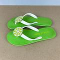 Kate Spade Shoes | Kate Spade Twist Of Lime Thong Flip Flops Womens 6 Green White Sandals Casual | Color: Green | Size: 6