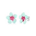 Paar Ohrstecker ELLI "Frangipani Blüte Natur Blume Emaille 925 Silber", bunt, Ohrringe, Damen, OneSize, ohne Stein, Silber 925 (Sterlingsilber)